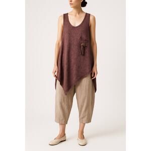 Boho Asymmetrical Knit Tank Top Purple Mohair Blend Artsy Lagenlook Italy OS